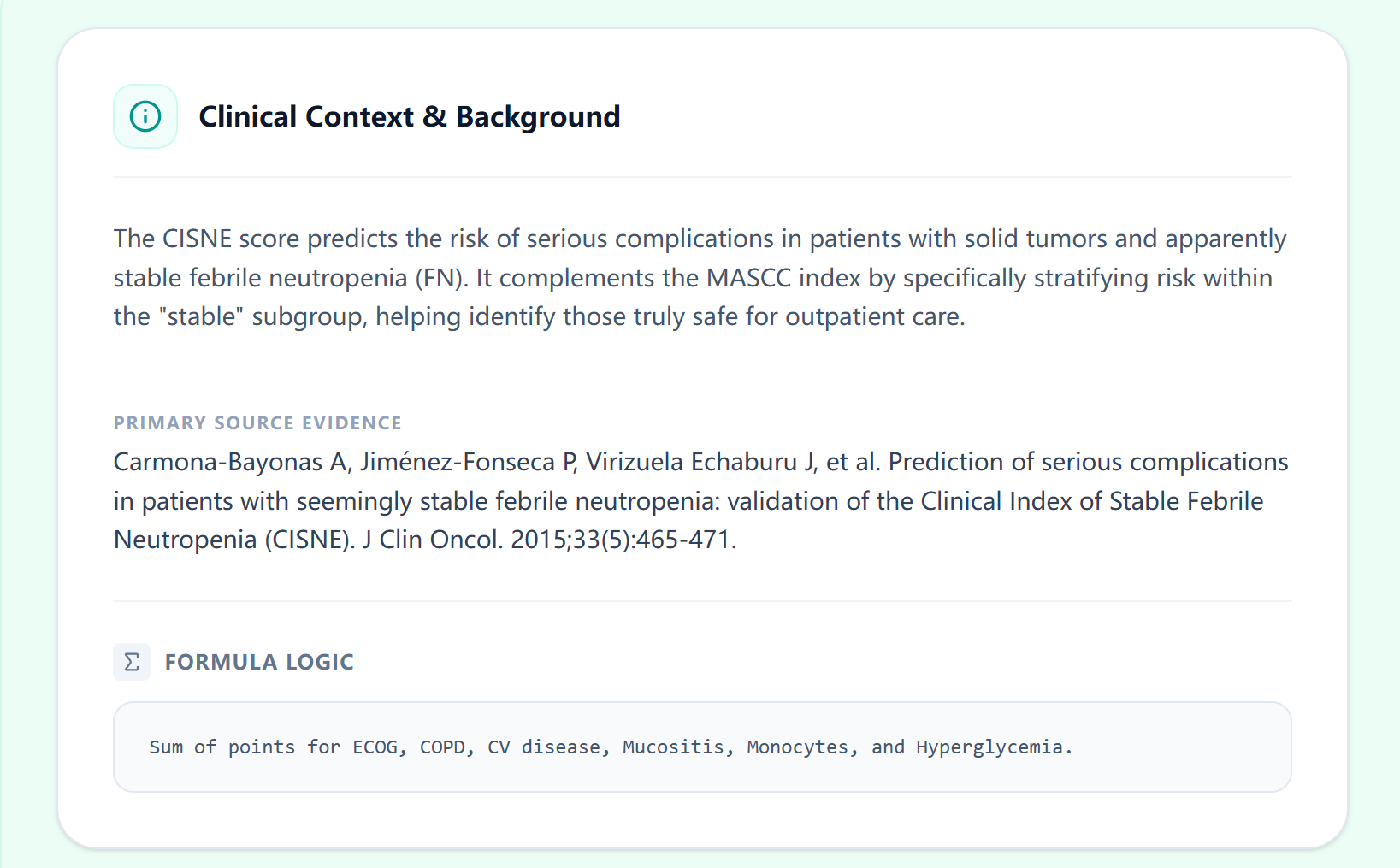 Clinical background and logic view